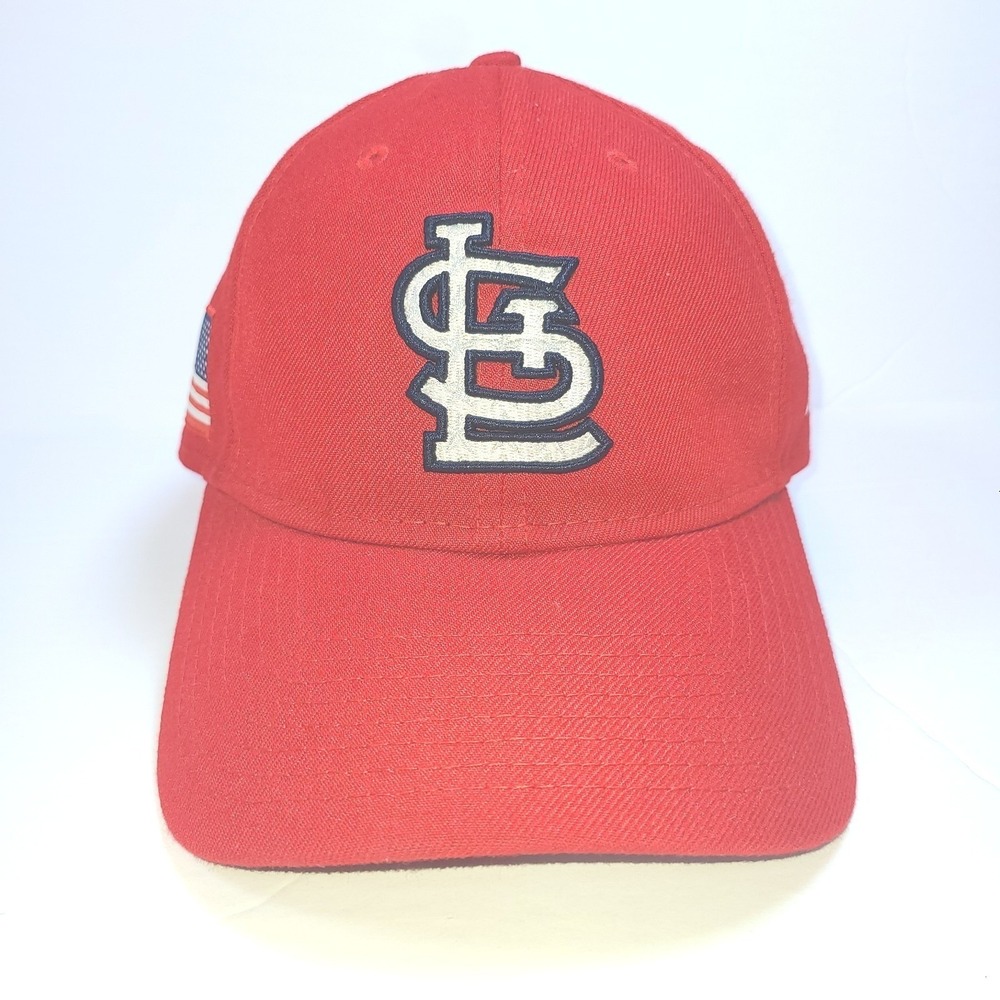 St Louis Cardinals New Era Strapbback Hat Red MLB Baseball American Flag Patch